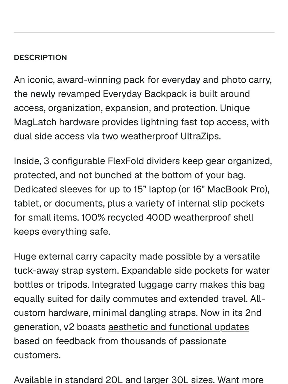 Peak Design Everyday Backpack - Sleek Urban Carry 30L - Picture 5 of 5